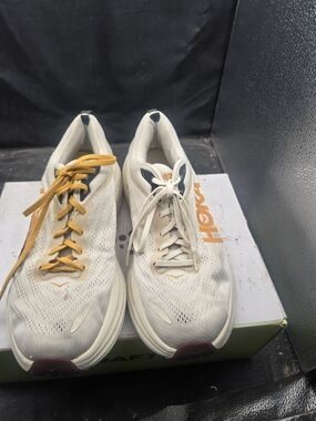 Hoka One One Men's White and Yellow Running Shoes